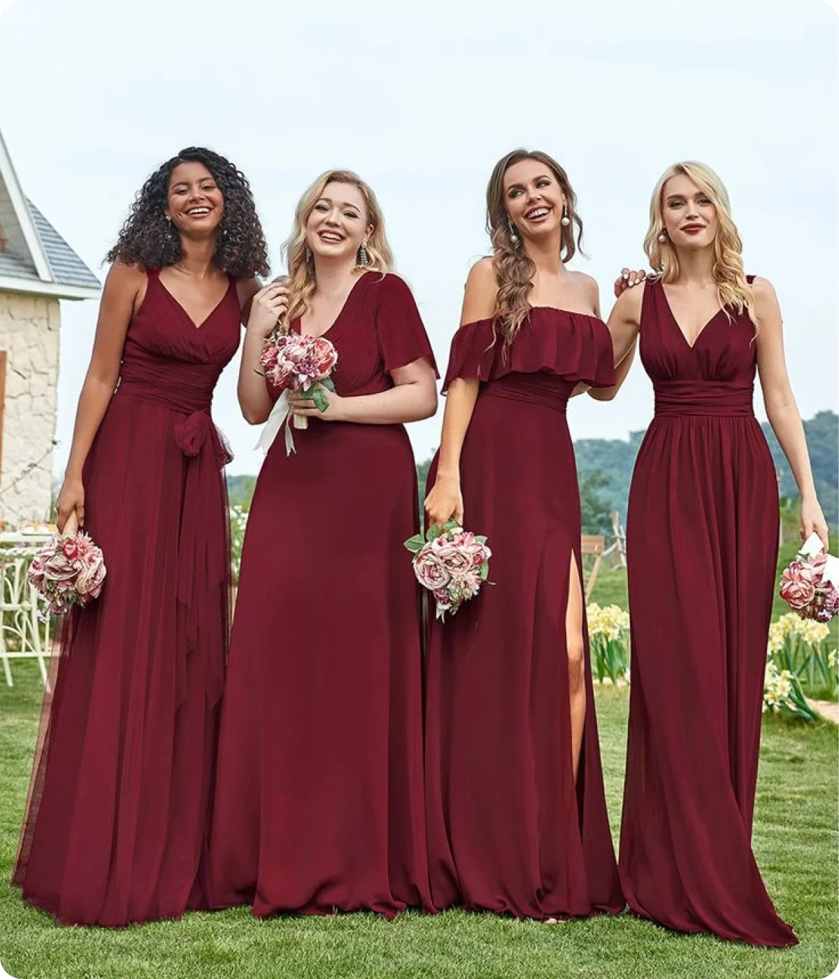 burgundy_glamorous_double_v_neck_ruffles_padded_wholesale_evening_dres_1
